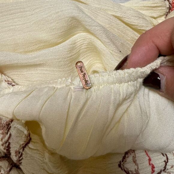 Free People Boho Chic Dress Cream Colored Lace Up Embroidered Dress - Picture 9 of 13